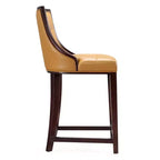 Manhattan Comfort Set di 2 Sgabelli da Bar Fifth Ave in Legno di Faggio Rivestiti Colore Cammello: Similpelle, Nessun Montaggio Richiesto