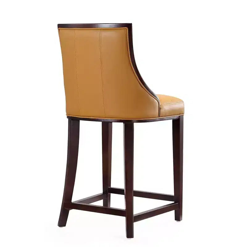 Manhattan Comfort Set di 2 Sgabelli da Bar Fifth Ave in Legno di Faggio Rivestiti Colore Cammello: Similpelle, Nessun Montaggio Richiesto