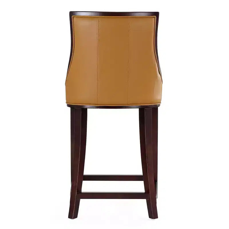 Manhattan Comfort Set di 2 Sgabelli da Bar Fifth Ave in Legno di Faggio Rivestiti Colore Cammello: Similpelle, Nessun Montaggio Richiesto