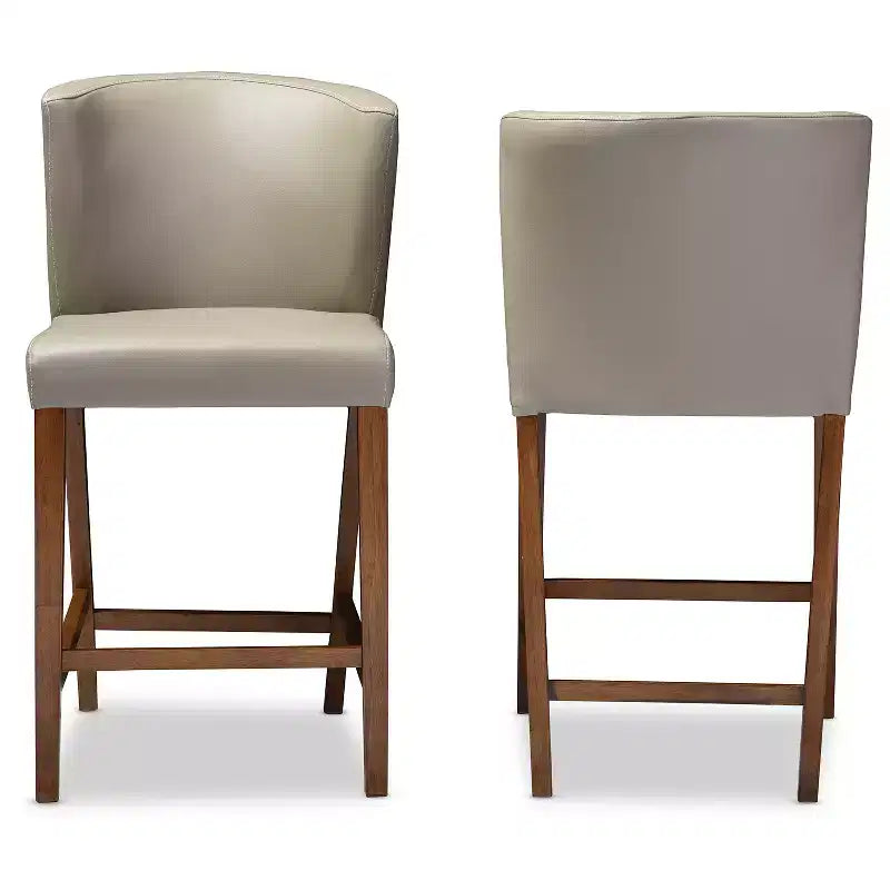 Set di 2 sgabelli da bancone Olivia in similpelle Olivia: Stile scandinavo di metà secolo - Baxton Studio