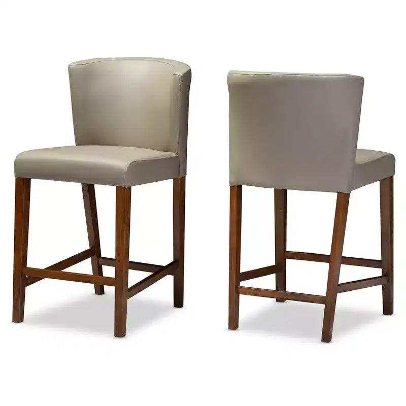 Set di 2 sgabelli da bancone Olivia in similpelle Olivia: Stile scandinavo di metà secolo - Baxton Studio