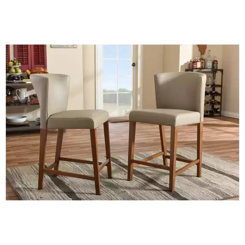 Set di 2 sgabelli da bancone Olivia in similpelle Olivia: Stile scandinavo di metà secolo - Baxton Studio