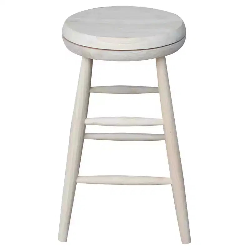 International Concepts Sgabello da Bar Jonathan Girevole con Sedile a Ciotola, Altezza Bancone 61 cm - Non Finito: Struttura in Legno di Gomma, Nessun Montaggio Richiesto