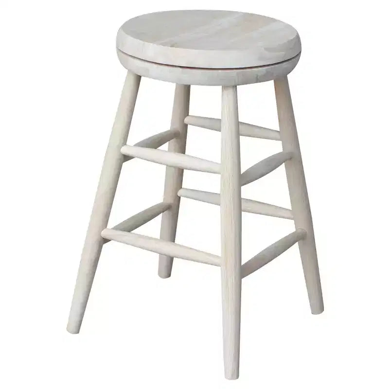 International Concepts Sgabello da Bar Jonathan Girevole con Sedile a Ciotola, Altezza Bancone 61 cm - Non Finito: Struttura in Legno di Gomma, Nessun Montaggio Richiesto
