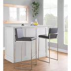 Set di 3 sgabelli da bar alti Fuji LumiSource in acciaio inossidabile/PU grigio