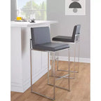 Set di 3 sgabelli da bar alti Fuji LumiSource in acciaio inossidabile/PU grigio