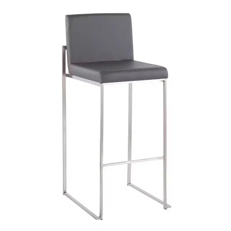 Set di 3 sgabelli da bar alti Fuji LumiSource in acciaio inossidabile/PU grigio