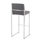 Set di 3 sgabelli da bar alti Fuji LumiSource in acciaio inossidabile/PU grigio