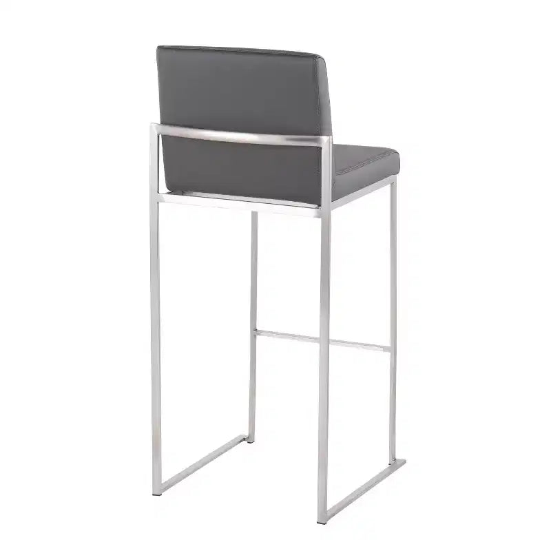 Set di 3 sgabelli da bar alti Fuji LumiSource in acciaio inossidabile/PU grigio