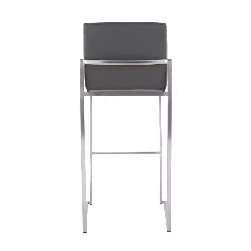 Set di 3 sgabelli da bar alti Fuji LumiSource in acciaio inossidabile/PU grigio
