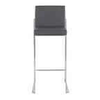 Set di 3 sgabelli da bar alti Fuji LumiSource in acciaio inossidabile/PU grigio