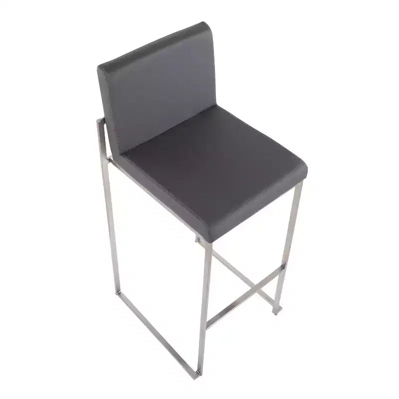 Set di 3 sgabelli da bar alti Fuji LumiSource in acciaio inossidabile/PU grigio