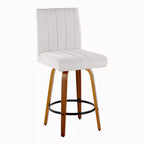 LumiSource Set di 2 Sgabelli da Bancone Hank Altezza Contatore Legno Noce/Tessuto Grigio Chiaro
