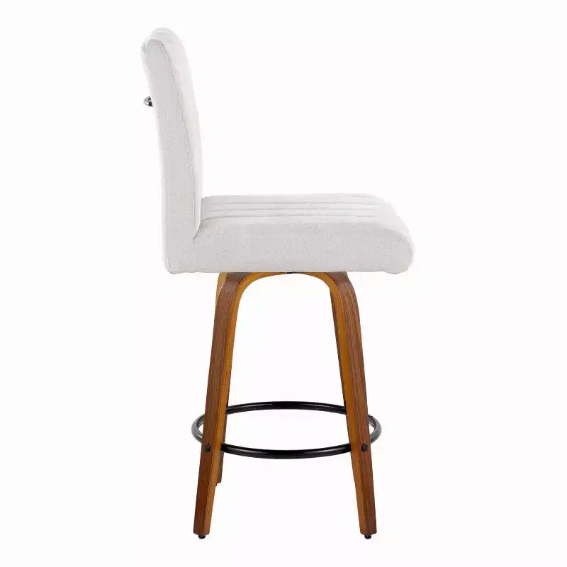 LumiSource Set di 2 Sgabelli da Bancone Hank Altezza Contatore Legno Noce/Tessuto Grigio Chiaro