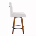 LumiSource Set di 2 Sgabelli da Bancone Hank Altezza Contatore Legno Noce/Tessuto Grigio Chiaro