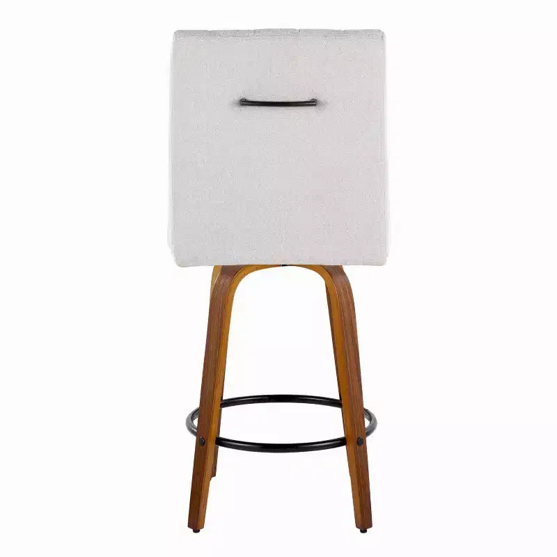 LumiSource Set di 2 Sgabelli da Bancone Hank Altezza Contatore Legno Noce/Tessuto Grigio Chiaro
