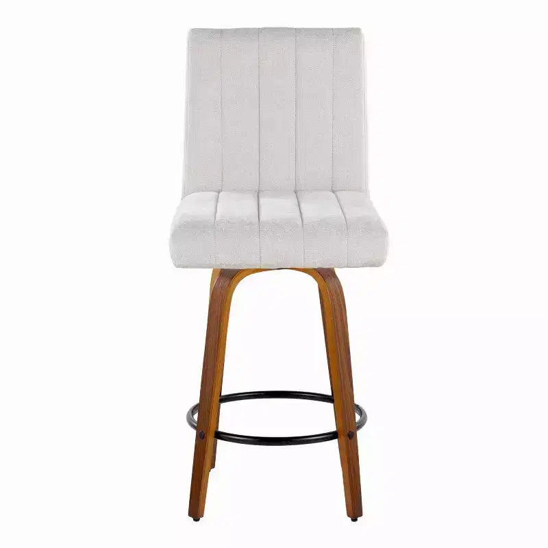 LumiSource Set di 2 Sgabelli da Bancone Hank Altezza Contatore Legno Noce/Tessuto Grigio Chiaro