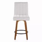 LumiSource Set di 2 Sgabelli da Bancone Hank Altezza Contatore Legno Noce/Tessuto Grigio Chiaro