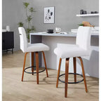 LumiSource Set di 2 Sgabelli da Bancone Hank Altezza Contatore Legno Noce/Tessuto Grigio Chiaro