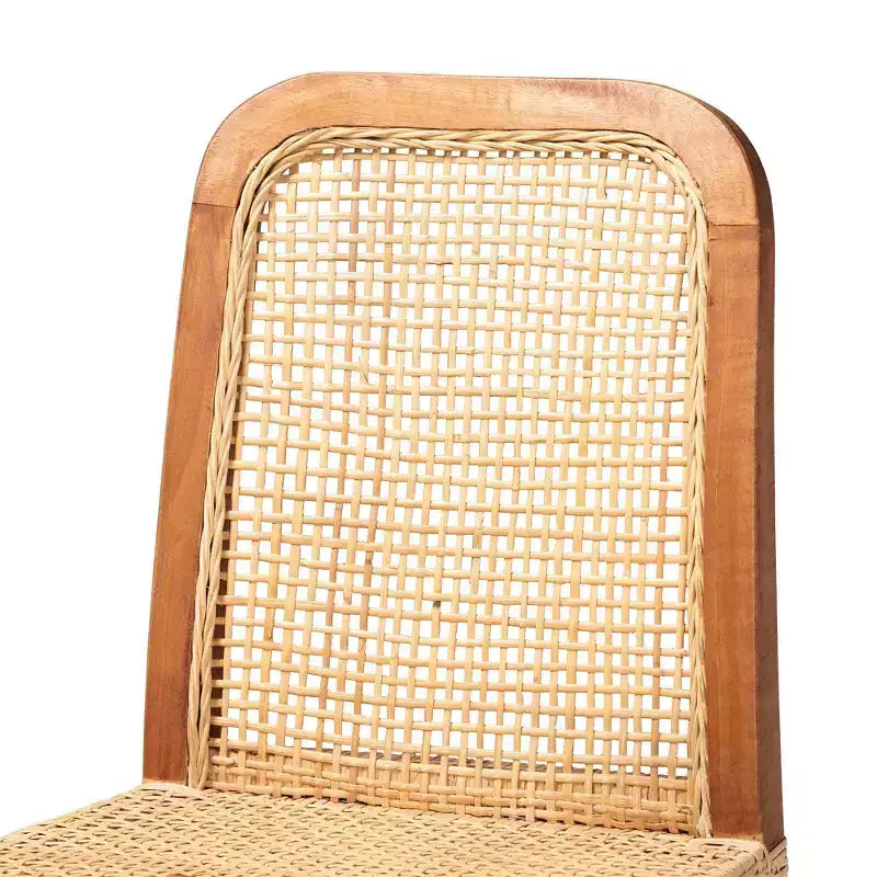 Sgabello da Bar Altezza Bancone Caspia in Legno e Rattan Naturale/Noce - bali & pari