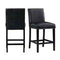 Set of 2 Pia Faux Leather Counter Height Barstool Set Black - Picket House Furnishings