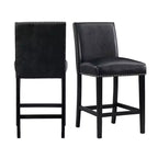 Set of 2 Pia Faux Leather Counter Height Barstool Set Black - Picket House Furnishings