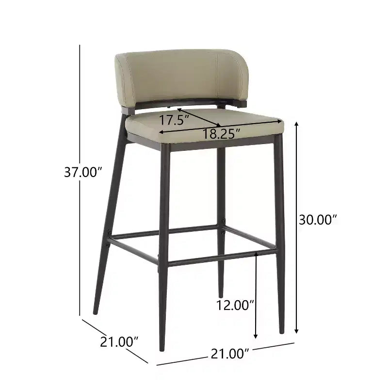 Christopher Knight Home Set di 2 Sgabelli da Bar Industriali Arya in Metallo e Pelle Aire Altezza Bancone Kaki
