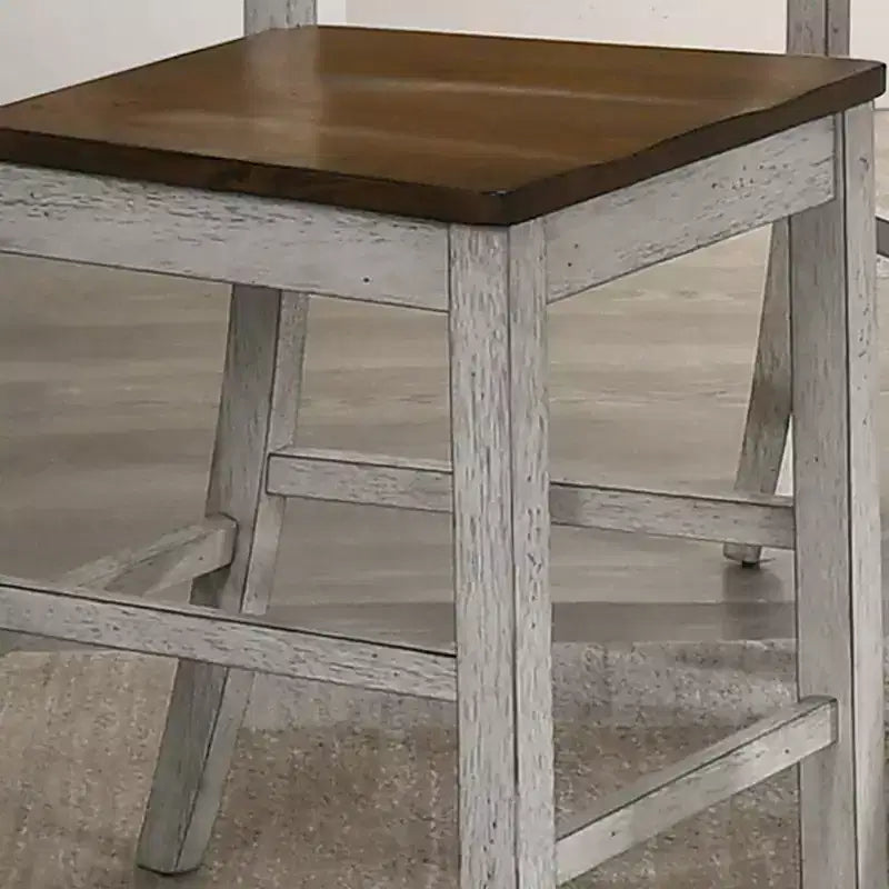 HOMES: Inside + Out Set di 2 sedie Naxti Rustiche Altezza Bancone Rovere Chiaro/Bianco Anticato: Stile Rustico, Struttura in Legno di Gomma