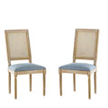 Christopher Knight Home Set of 2 Peyton French Country Fabric Upholstered Wood and Cane Dining Chairs Slate Blue