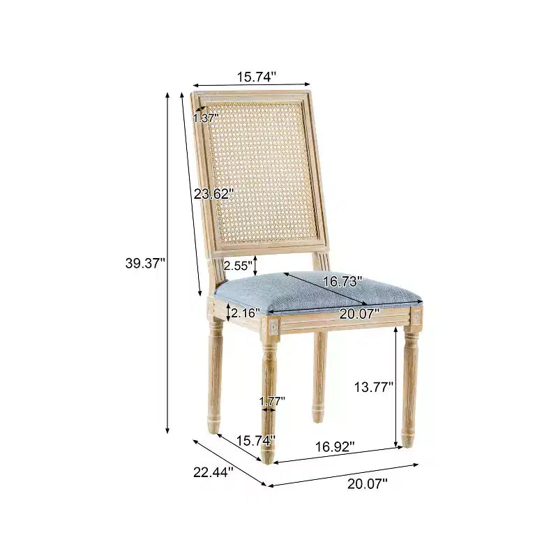 Christopher Knight Home, Set di 2 sedie da pranzo Peyton in tessuto e legno di ispirazione francese, blu ardesia