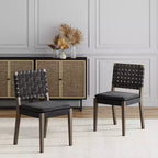 Nathan James Set di 2 Sedie da Pranzo Cohen in Similpelle Nera