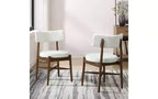 Christopher Knight Home Set di 2 Sedie da Pranzo Everly Moderne in Legno di Gomma e Tessuto Misto Lino, Beige/Noce