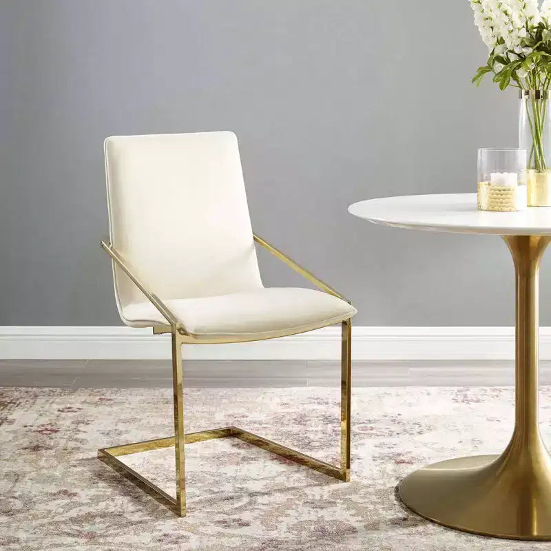 Poltroncina da pranzo in velluto Pitch Gold/Ivory - Modway