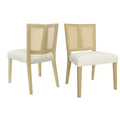 Christopher Knight Home Set of 2 Genesis Rubberwood Upholstered Dining Chairs with Cane Webbing Beige/Light Ash