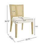 Christopher Knight Home Set di 2 Sedie da Pranzo Imbottite Genesis in Legno di Gomma con Tessitura in Rattan Beige/Frassino Chiaro