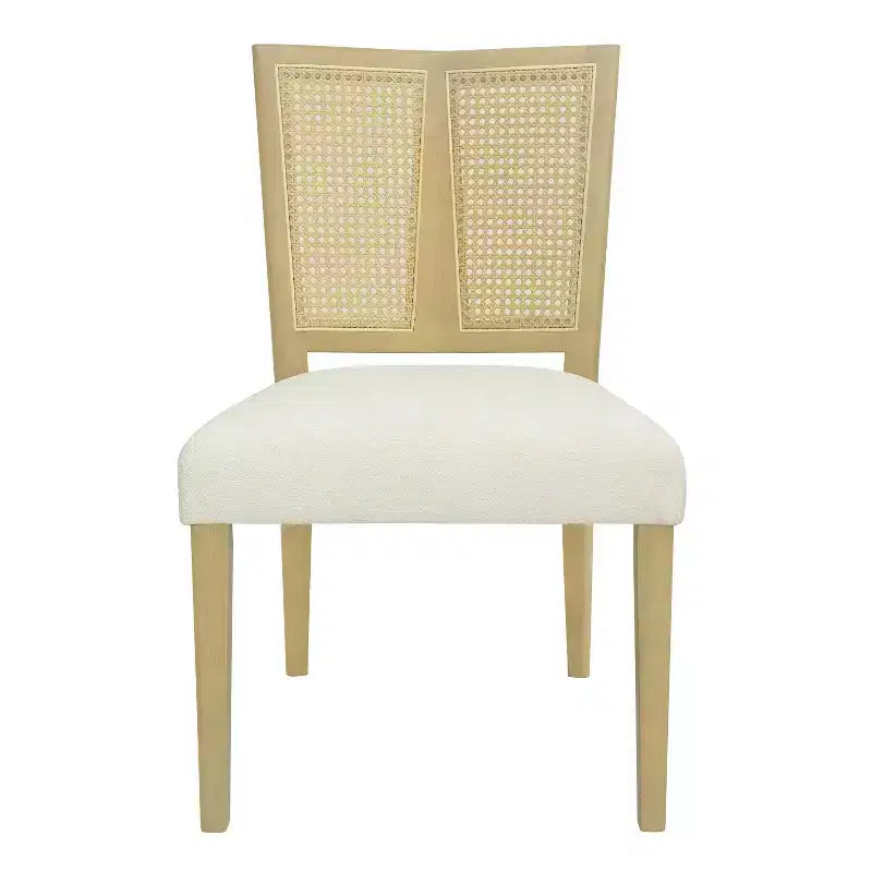 Christopher Knight Home Set di 2 Sedie da Pranzo Imbottite Genesis in Legno di Gomma con Tessitura in Rattan Beige/Frassino Chiaro