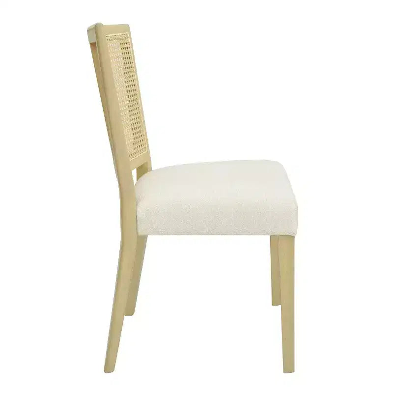 Christopher Knight Home Set di 2 Sedie da Pranzo Imbottite Genesis in Legno di Gomma con Tessitura in Rattan Beige/Frassino Chiaro