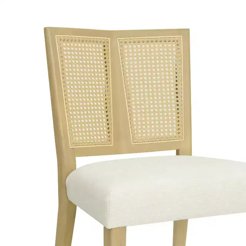 Christopher Knight Home Set di 2 Sedie da Pranzo Imbottite Genesis in Legno di Gomma con Tessitura in Rattan Beige/Frassino Chiaro