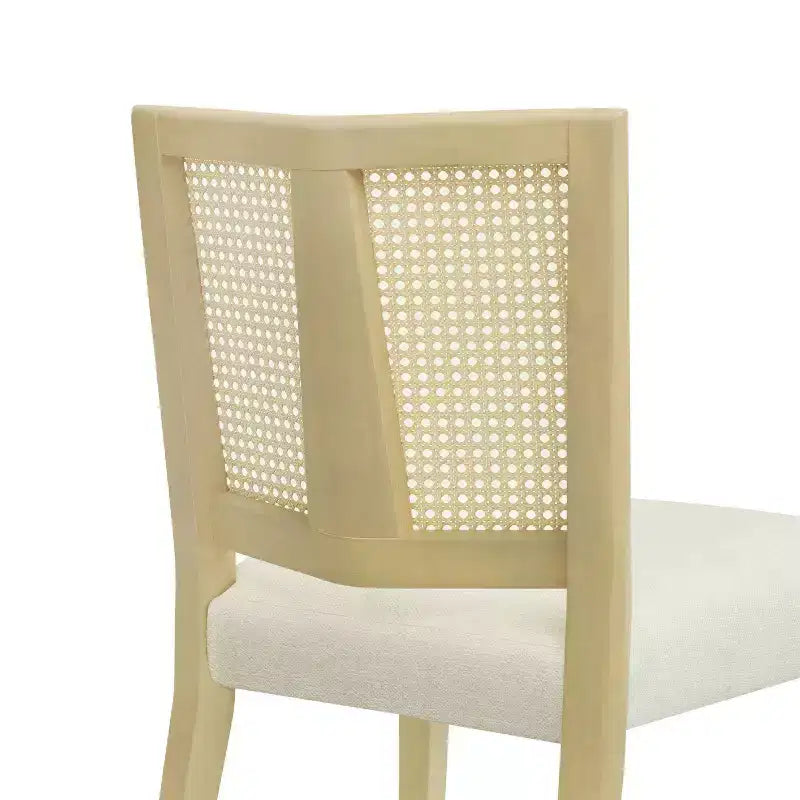 Christopher Knight Home Set di 2 Sedie da Pranzo Imbottite Genesis in Legno di Gomma con Tessitura in Rattan Beige/Frassino Chiaro
