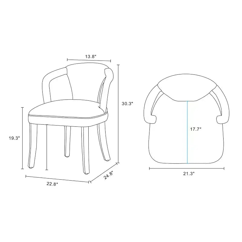 Manhattan Comfort Palmer Sedia da Pranzo Moderna Imbottita in Tweed Avorio