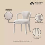 Manhattan Comfort Palmer Sedia da Pranzo Moderna Imbottita in Tweed Avorio