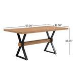 Christopher Knight Home Cora Tavolo da pranzo a X in metallo rustico e legno naturale da 63"