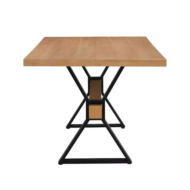 Christopher Knight Home Cora Tavolo da pranzo a X in metallo rustico e legno naturale da 63"