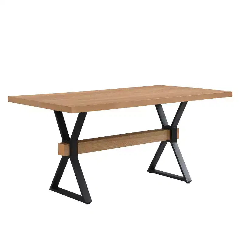 Christopher Knight Home Cora Tavolo da pranzo a X in metallo rustico e legno naturale da 63"