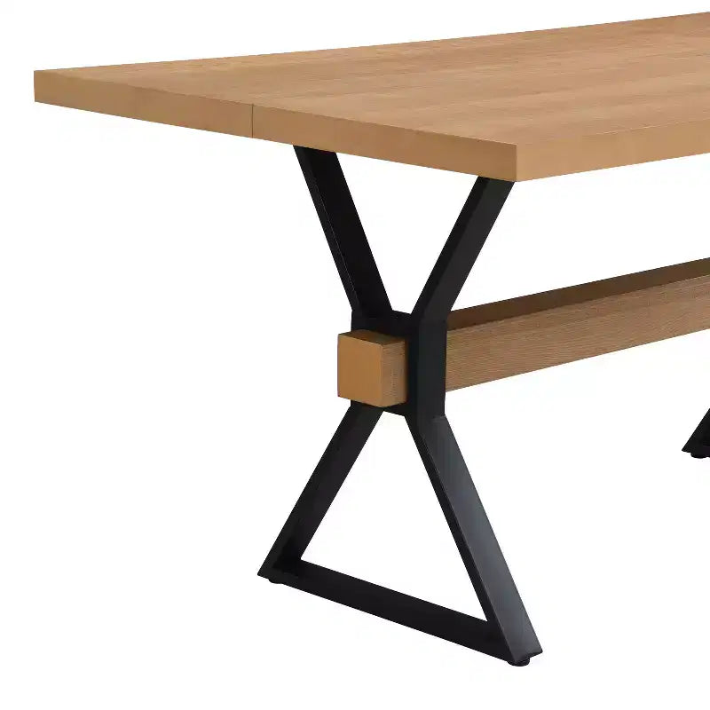 Christopher Knight Home Cora Tavolo da pranzo a X in metallo rustico e legno naturale da 63"