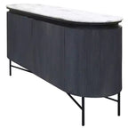 Credenza da soggiorno "Racetrack" con piano in granito e gambe in metallo bianco/antracite - StyleCraft: legno di mango, ripiano fisso, lusso