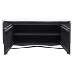 Credenza da soggiorno "Racetrack" con piano in granito e gambe in metallo bianco/antracite - StyleCraft: legno di mango, ripiano fisso, lusso