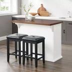Isola da Cucina Crosley 42" Bartlett con Piano in Legno e Sgabelli Quadrati Imbottiti, Bianco/Nero: Design Shiplap, Ripiani Regolabili
