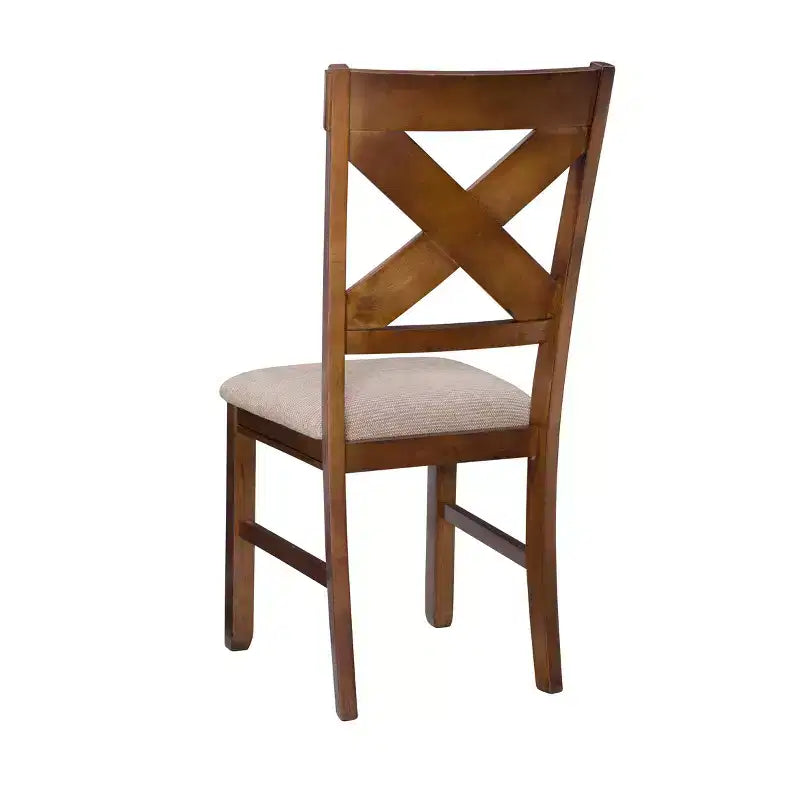 Set da pranzo 9 pezzi con sedie imbottite Jackson X Back e tavolo allungabile, color nocciola scuro - Powell