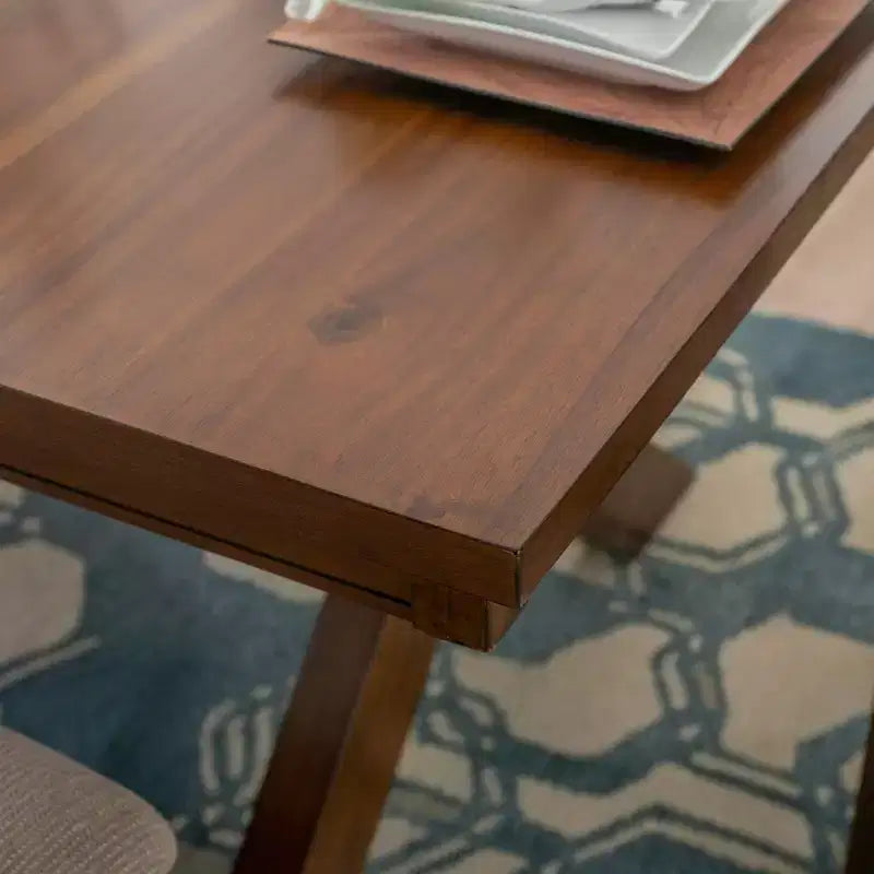 Set da pranzo 9 pezzi con sedie imbottite Jackson X Back e tavolo allungabile, color nocciola scuro - Powell
